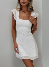Auroraah Frill Mini Dress White