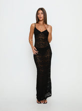 Blackpool Lace V Neck Maxi Dress Black