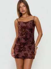 Emmalee Low Back Mini Dress Burgundy Burnout