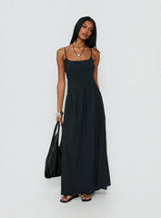 Magnolie Shirred Maxi Dress Charcoal