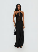 Rosario Halter Sheer Maxi Dress Black
