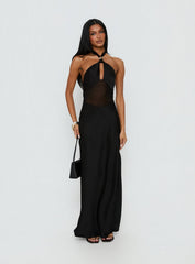 Rosario Halter Sheer Maxi Dress Black