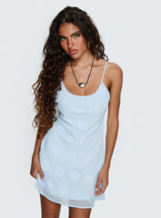 Lissie Scoop Mini Dress Blue Polka Dot