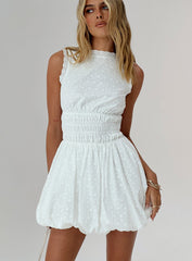 Vittoria Bubble Hem Mini Dress White