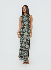 Undeniable Cut Out Maxi Dress Brown Floral Multi