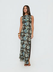 Undeniable Cut Out Maxi Dress Brown Floral Multi