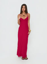 Glass Half Full Mesh Maxi Dress Electric Fuschia