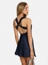 Rosalinde Cowl Neck Mini Dress Navy