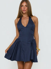 Karisse Halter Mini Dress Navy