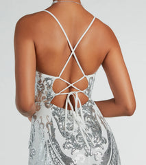Margaux Lace Up Mermaid Sequin Formal Dress