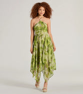 Dreamy Muse Watercolor Chiffon Flowy Midi Dress