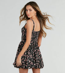 Spring Has Sprung Floral Bubble Hem Skater Dress