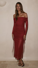 Isadora Off Shoulder Maxi Dress - Wine
