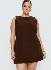 Alfalfa Corduroy Mini Dress Chocolate Curve