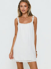 Sleeping Beauty Frill Baby Doll Mini Dress White