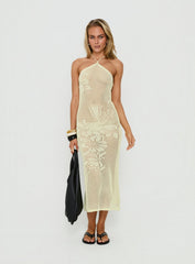 Sebelle Halter Crochet Maxi Dress Yellow