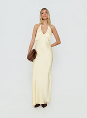 Esmia Halter Maxi Dress Lemon / White