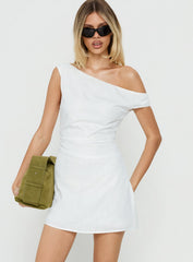 Izadonna Off Shoulder Cinched Mini Dress White