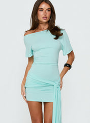 Eastside Girls Off Shoulder Cinched Mini Dress Turquoise