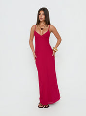 Glass Half Full Mesh Maxi Dress Electric Fuschia