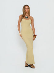 Be The One Beaded Low Back Maxi Dress Sage Green