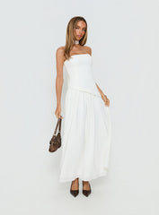 Odela Strapless Scarf Drop Waist Maxi Dress White