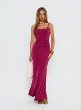Lavonne Ruched Maxi Dress Plum