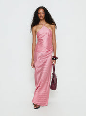 Bellamissimo Halter Maxi Dress Pink Stripe