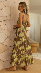 Marcel Maxi Dress - Brown/Green Palm