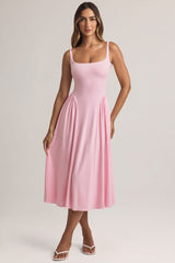Modal A-Line Midaxi Dress in Pastel Pink