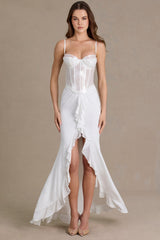 Embellished Lace Corset Gown in Snow