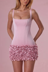 Satin Mini Dress in Blush Pink