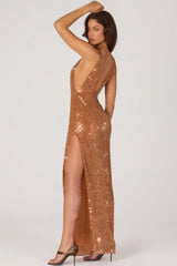 Embellished Maxi Dress in Bronze