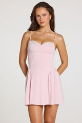 Modal Lace-Trim Mini Dress in Baby Pink