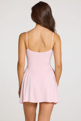 Modal Lace-Trim Mini Dress in Baby Pink