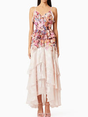 Floral Print Ruffled Maxi Dress