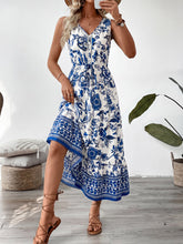Floral Print Sleeveless V-neck Midi Dress