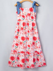 Floral Print Tie-Shoulder Midi Dress