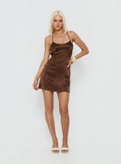 Catch You Up Beaded Mini Dress Brown