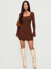 Brownhall Long Sleeve Mini Dress Mocha