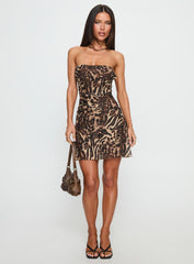 Confessions Strapless Mini Dress Leopard