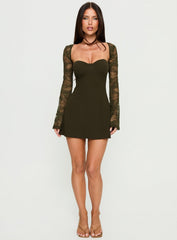 Jacenta Long Sleeve Lace Bolero Mini Dress Green