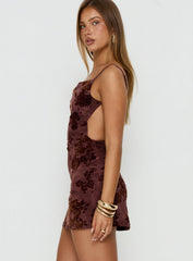 Emmalee Low Back Mini Dress Burgundy Burnout