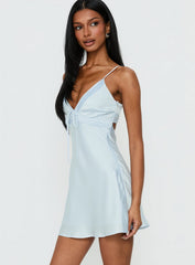 Iseabal V Neck Mini Dress Ice Blue
