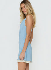 Tameika Halter Cowl Neck Mini Dress Blue / Butter