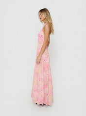 Dandelions Halter Maxi Dress Pink Floral