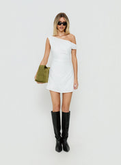 Izadonna Off Shoulder Cinched Mini Dress White