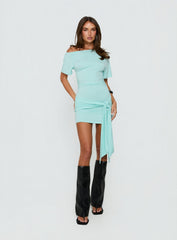 Eastside Girls Off Shoulder Cinched Mini Dress Turquoise