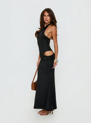 Arabel Halter Cowl Neck Maxi Dress Black
