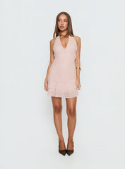 Miravelle Halter Frill Mini Dress Light Pink